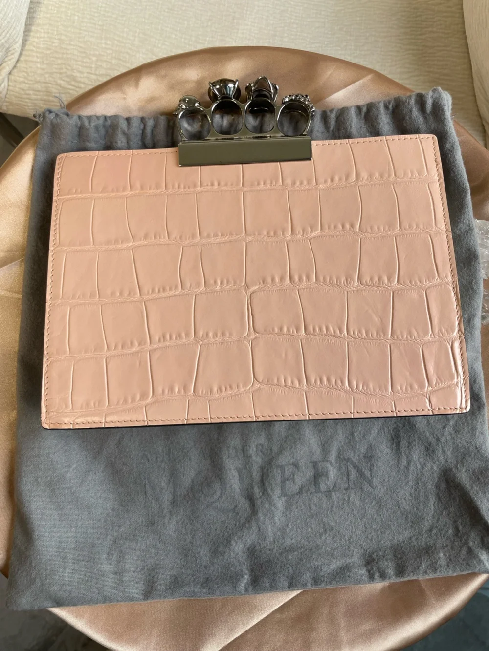 NWT Alexander McQueen Knuckle Clutch with Dust Bag and Branded Cards